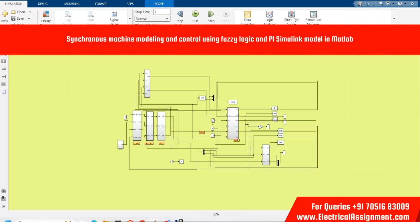 Quasi steady state of the synchronous generator model PID and fuzzy PID screenshot 3